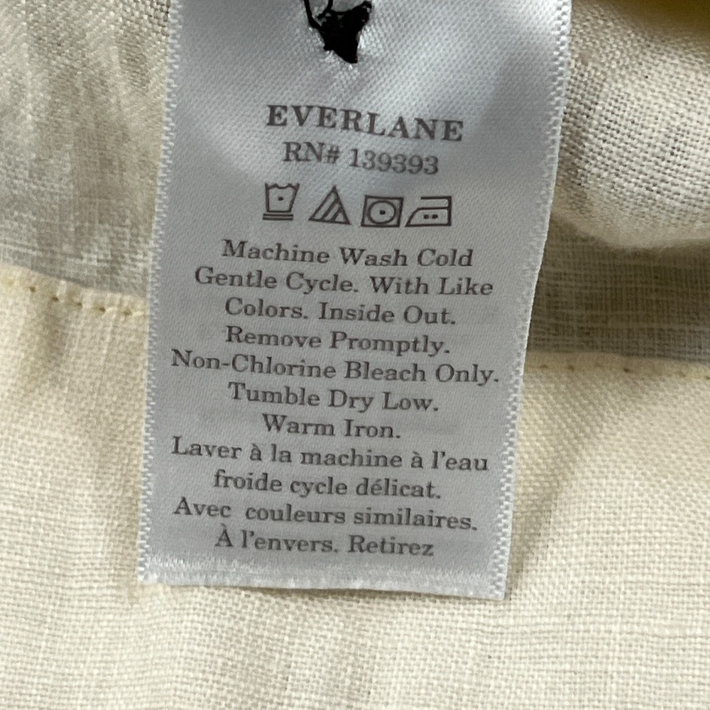 Everlane Top Women's 4 Ivory 100% Linen Woven Apron Tank Button Sleeveless Shirt - Picture 6 of 11